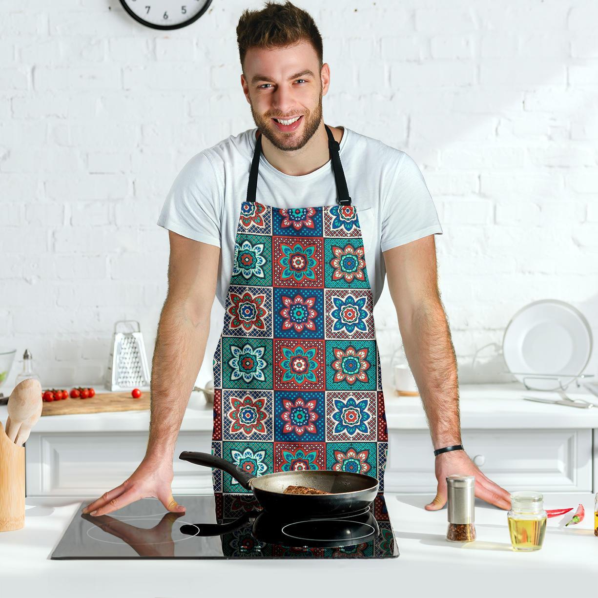 Colorful Mosaic Print Pattern Men's Apron-grizzshop