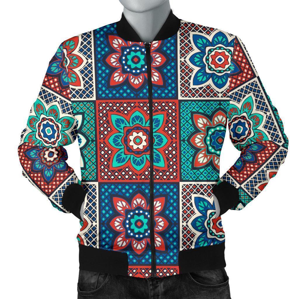 Colorful Mosaic Print Pattern Men's Bomber Jacket-grizzshop