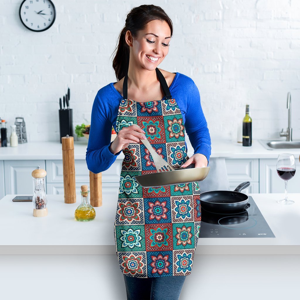 Colorful Mosaic Print Pattern Women's Apron-grizzshop