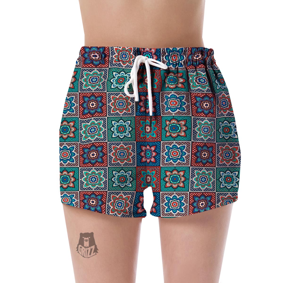 Colorful Mosaic Print Pattern Women's Shorts-grizzshop
