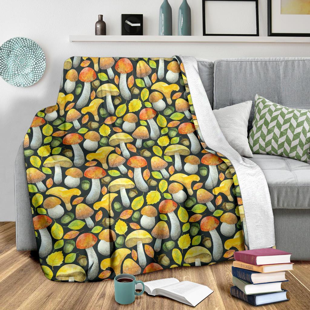 Colorful Mushroom Pattern Print Blanket-grizzshop