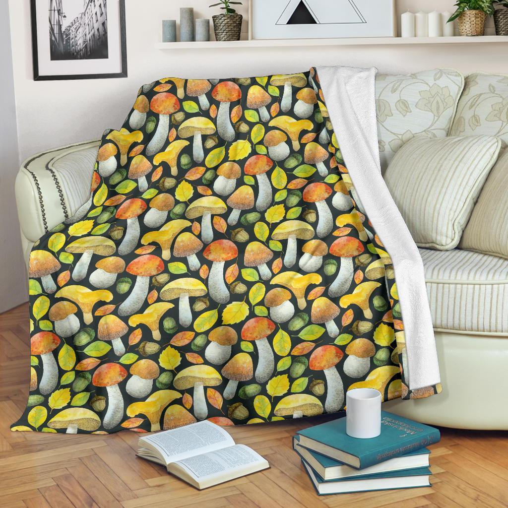 Colorful Mushroom Pattern Print Blanket-grizzshop