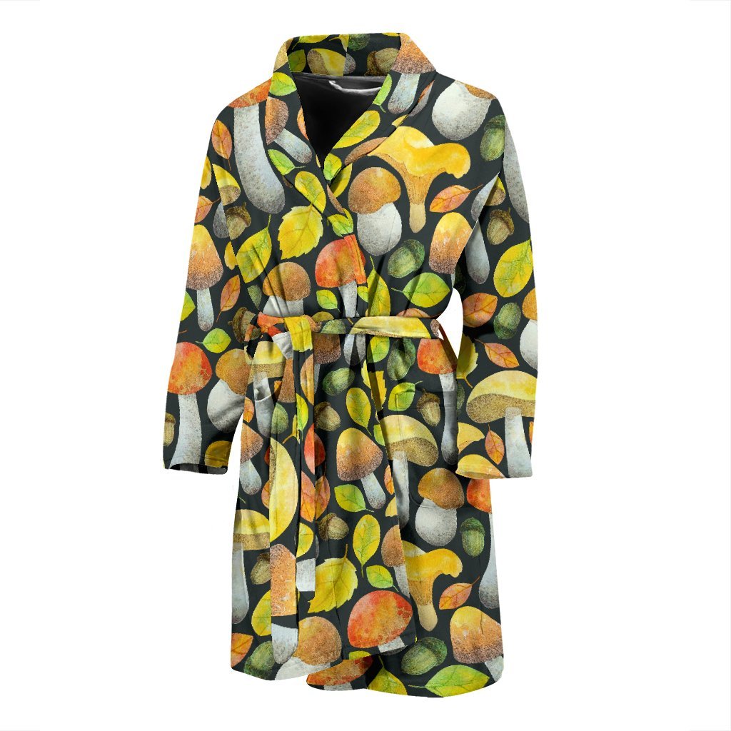 Colorful Mushroom Pattern Print Men Long Robe-grizzshop