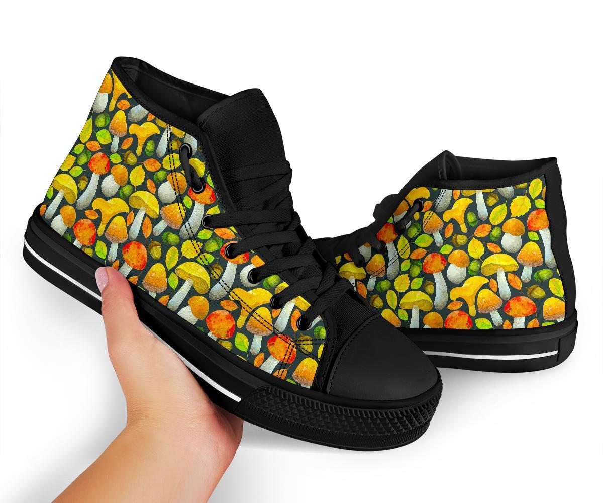Colorful Mushroom Pattern Print Men Women's High Top Shoes-grizzshop