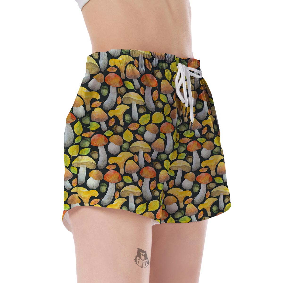 Colorful Mushroom Pattern Print Women's Shorts-grizzshop