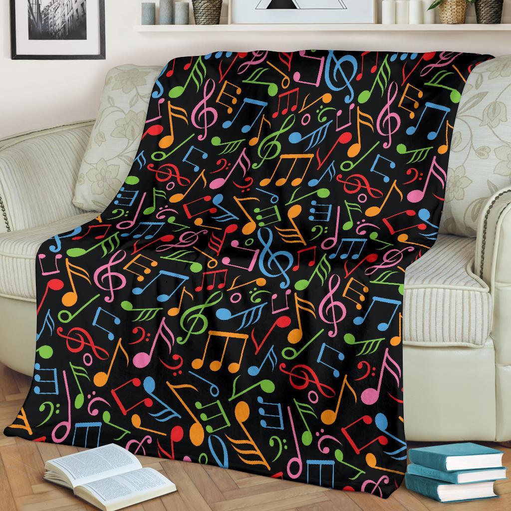 Colorful Music Note Pattern Print Blanket-grizzshop