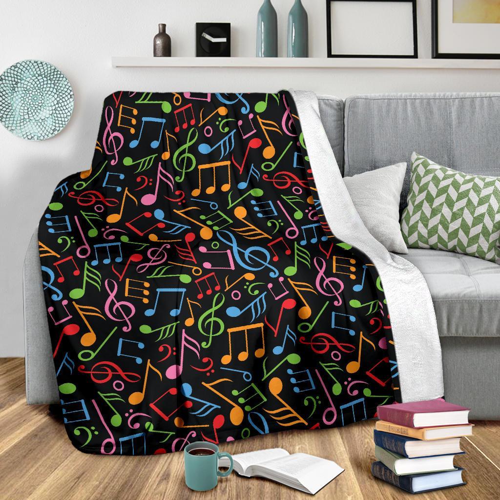 Colorful Music Note Pattern Print Blanket-grizzshop