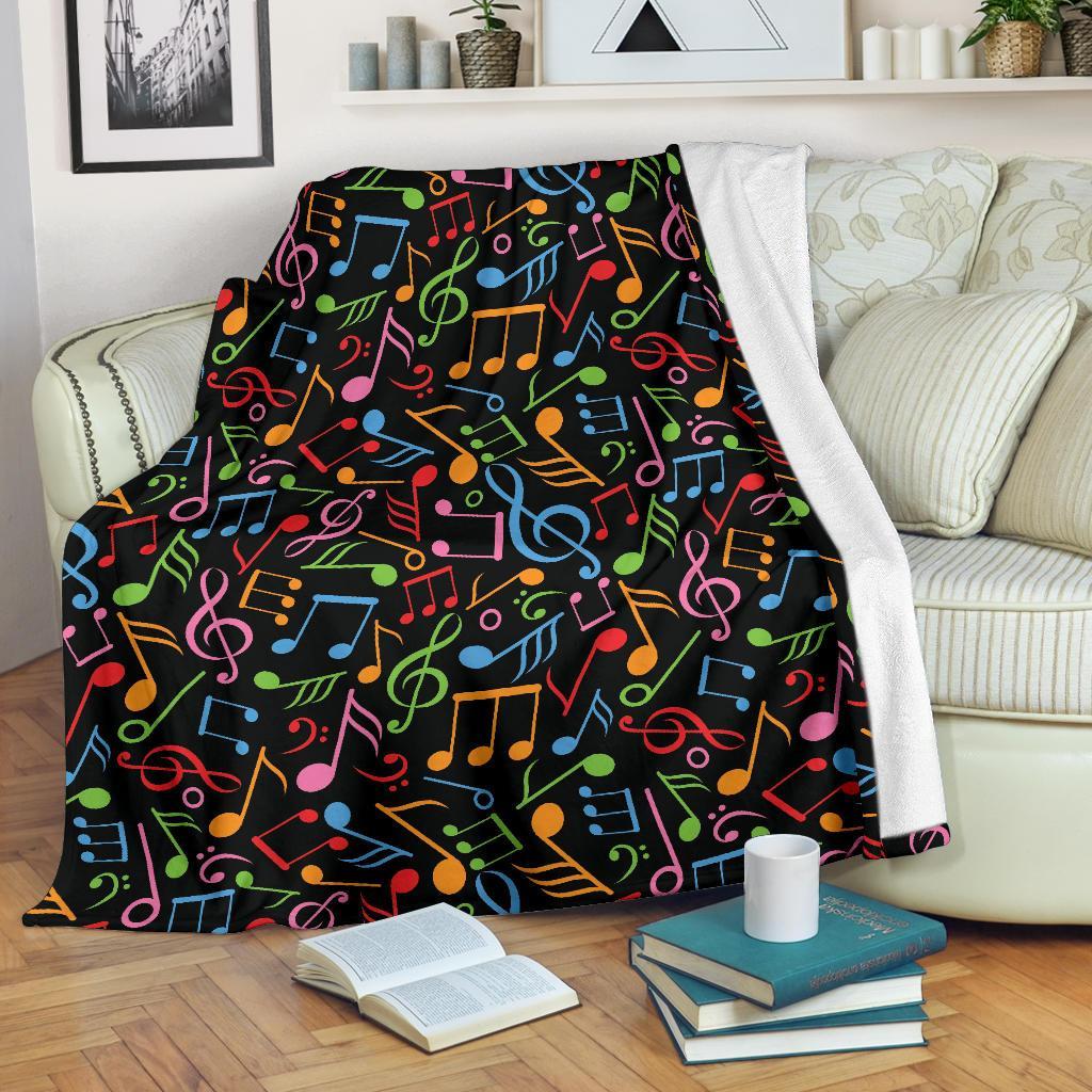 Colorful Music Note Pattern Print Blanket-grizzshop