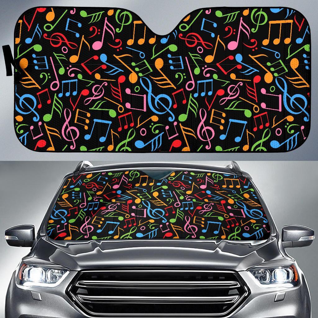 Colorful Music Note Pattern Print Car Sun Shade-grizzshop