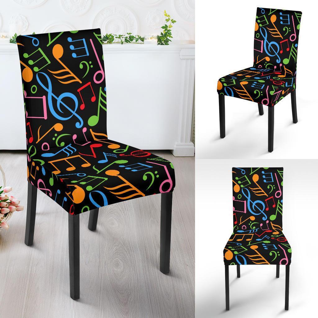 Colorful Music Note Pattern Print Chair Cover-grizzshop