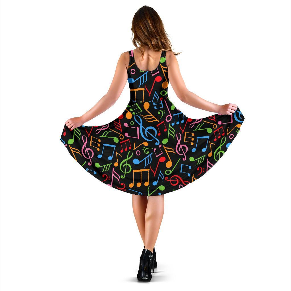 Colorful Music Note Pattern Print Dress-grizzshop