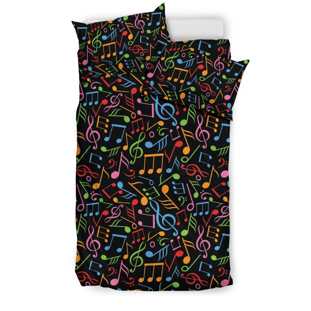 Colorful Music Note Pattern Print Duvet Cover Bedding Set-grizzshop