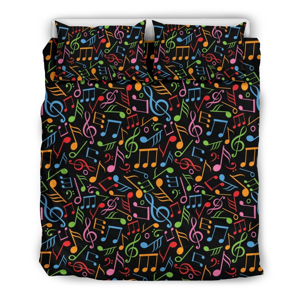Colorful Music Note Pattern Print Duvet Cover Bedding Set-grizzshop