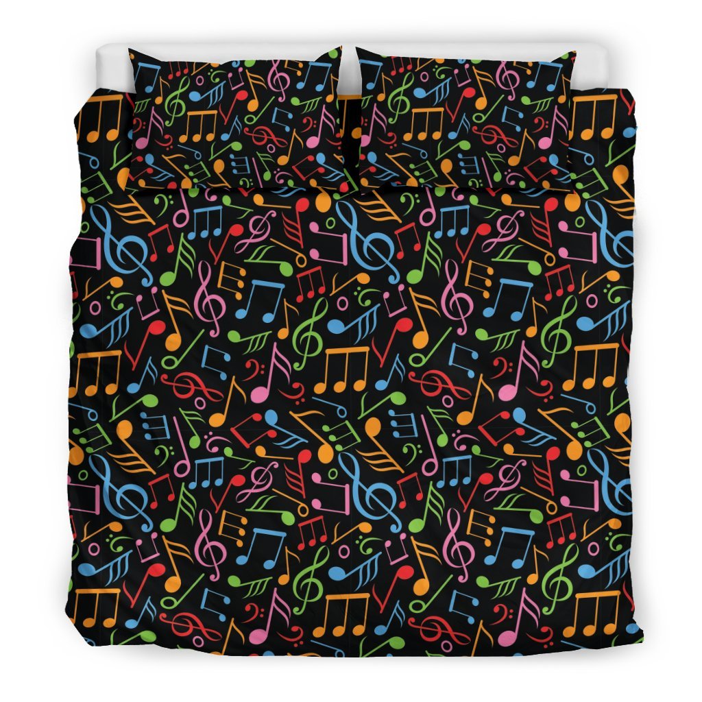 Colorful Music Note Pattern Print Duvet Cover Bedding Set-grizzshop
