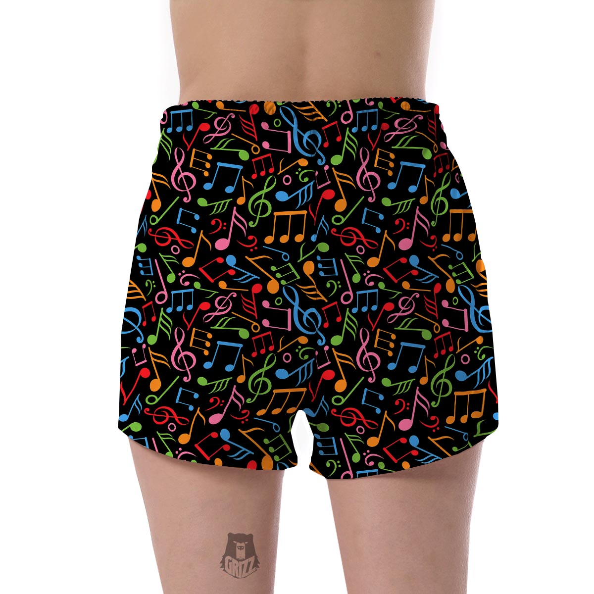 Colorful Music Note Pattern Print Women's Shorts-grizzshop