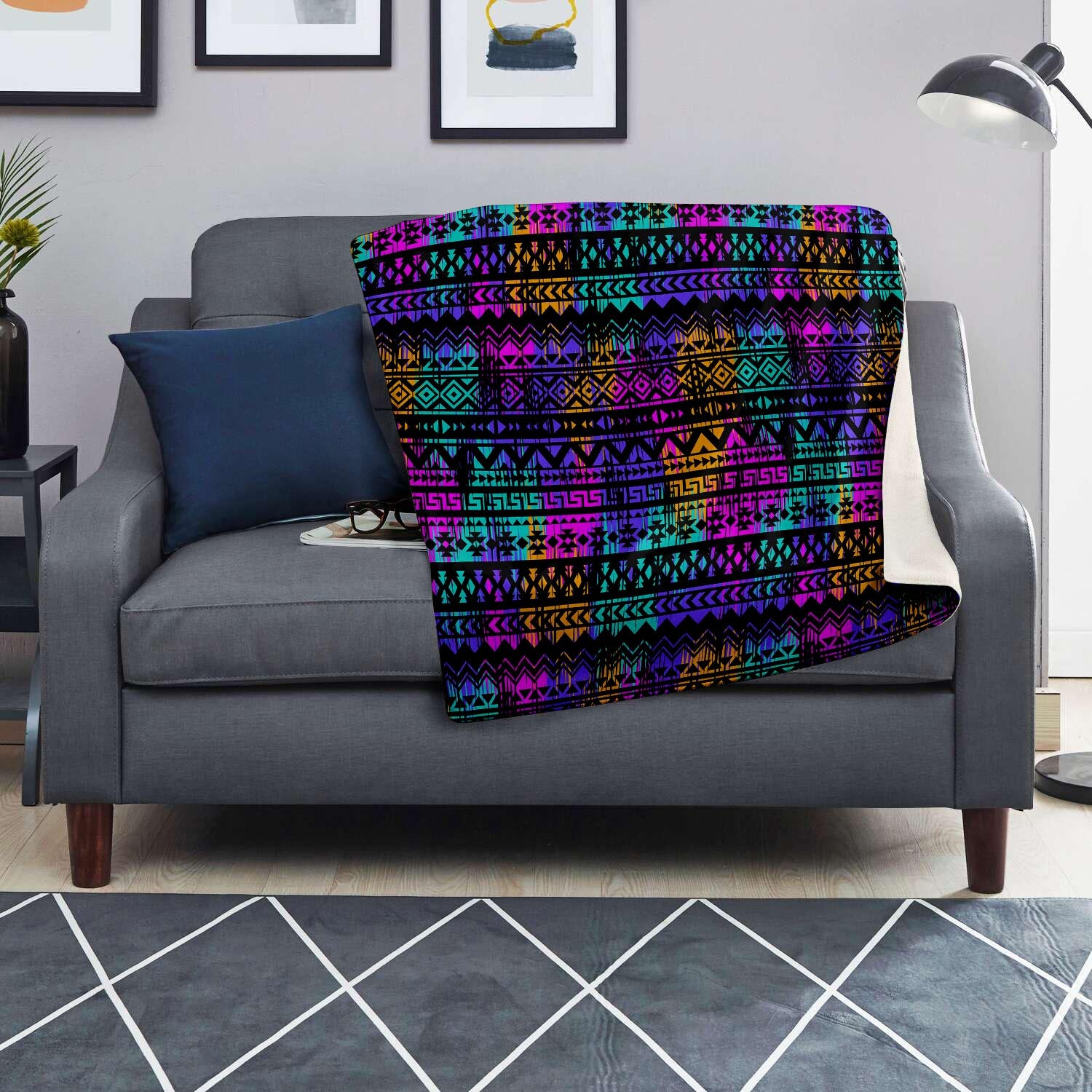 Colorful Native Aztec Geometric Blanket-grizzshop