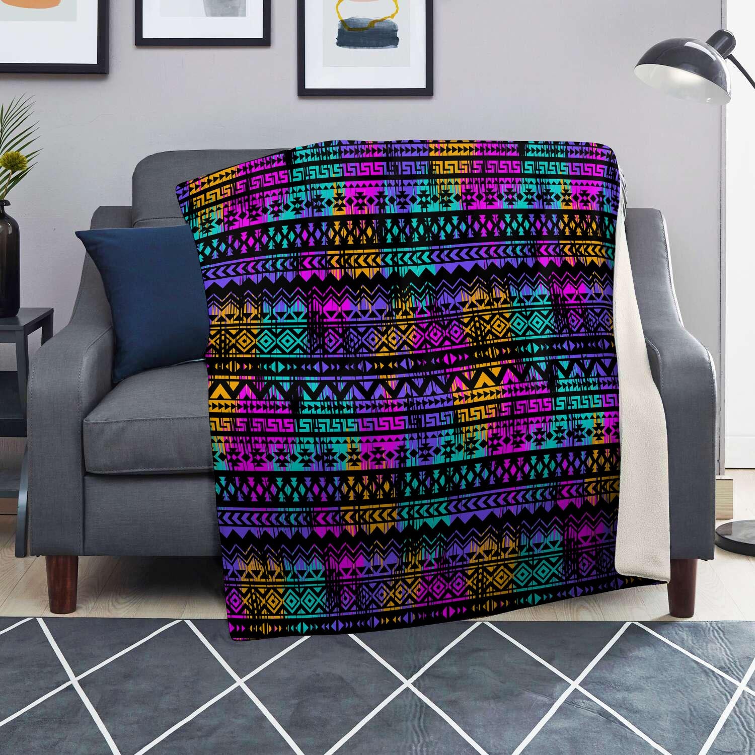Colorful Native Aztec Geometric Blanket-grizzshop
