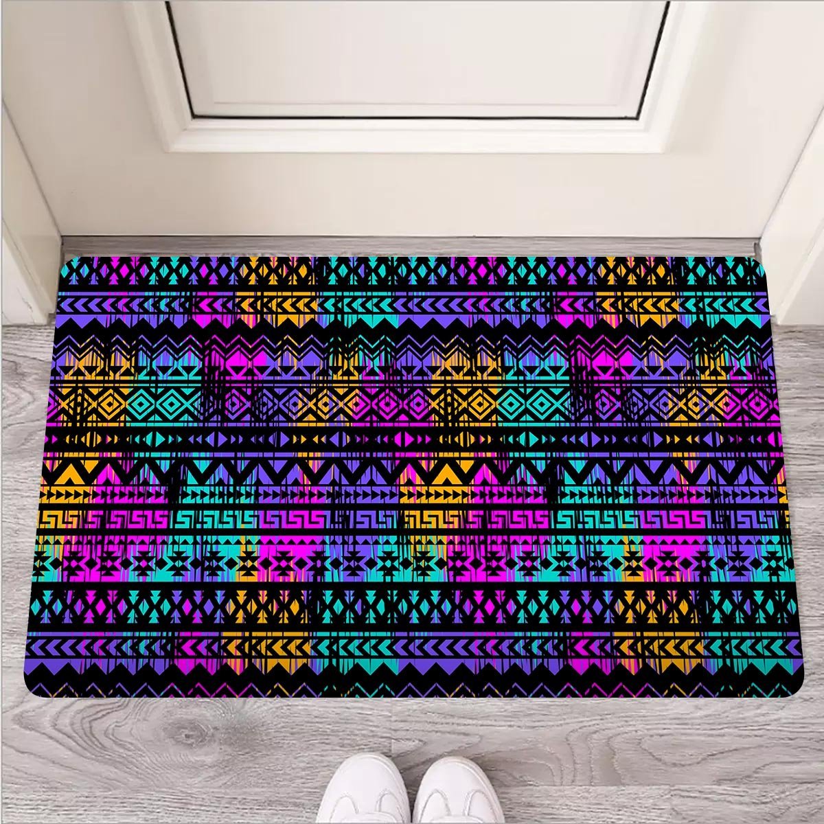 Colorful Native Aztec Geometric Door Mat-grizzshop