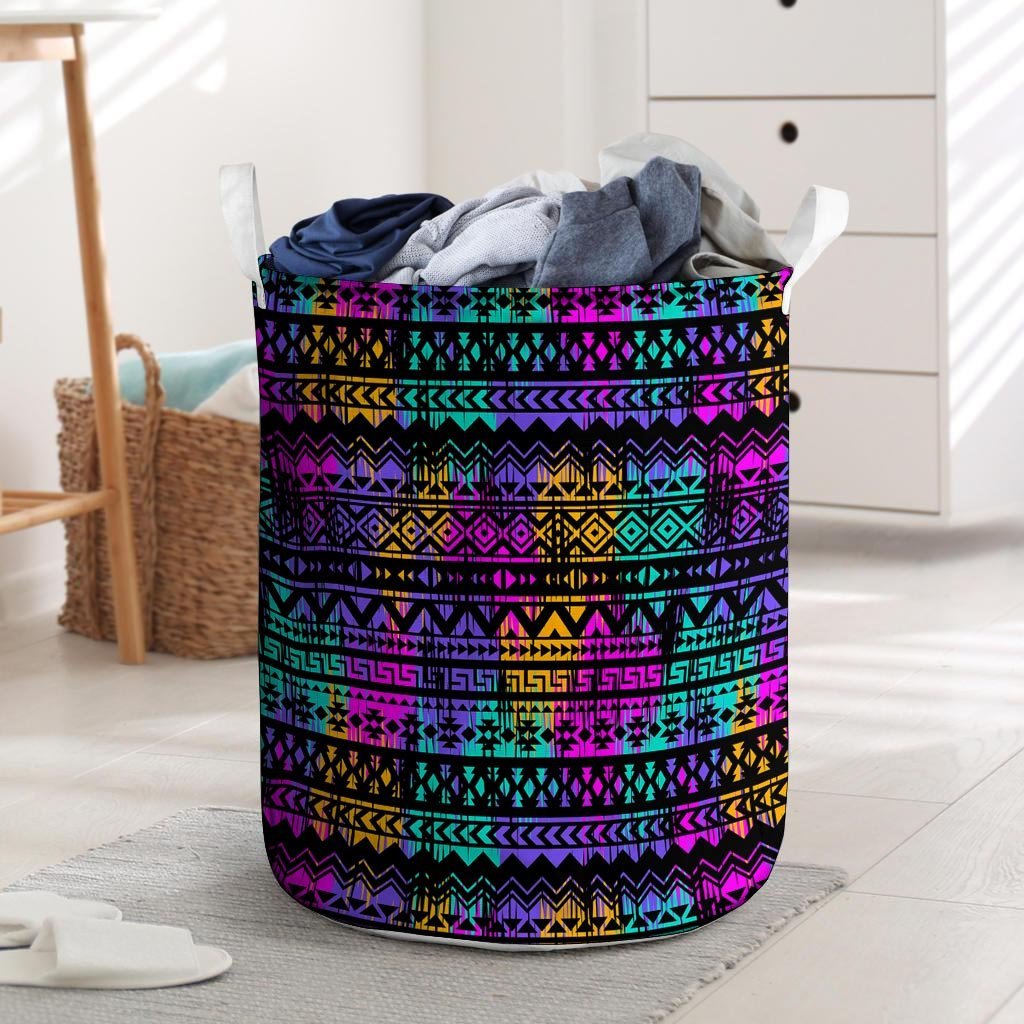 Colorful Native Aztec Geometric Laundry Basket-grizzshop