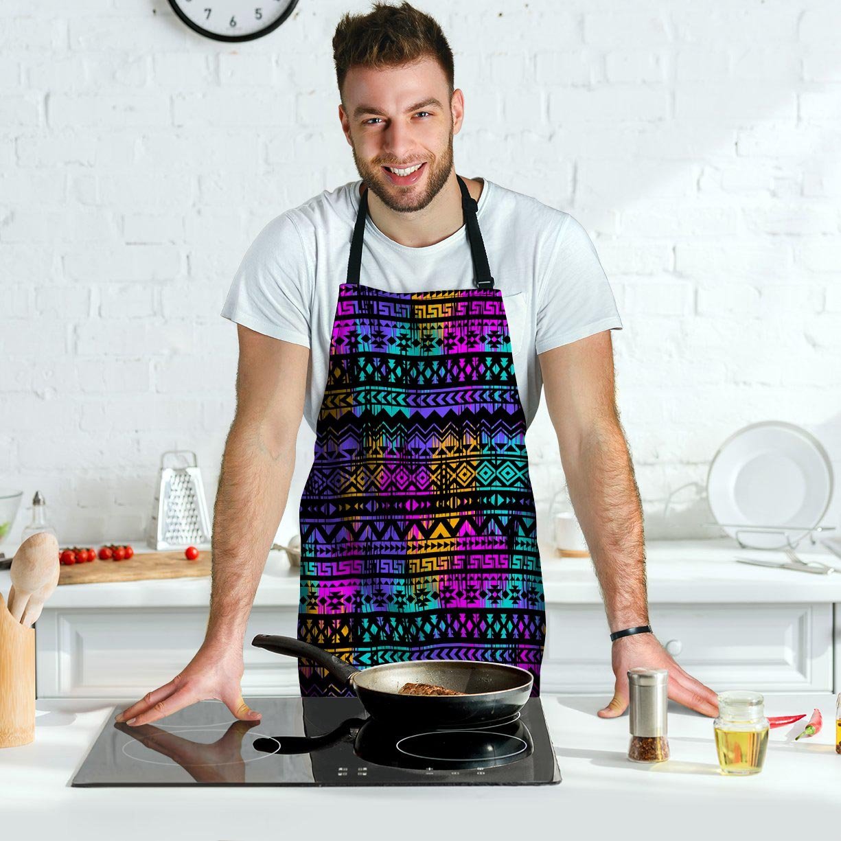 Colorful Native Aztec Geometric Men's Apron-grizzshop