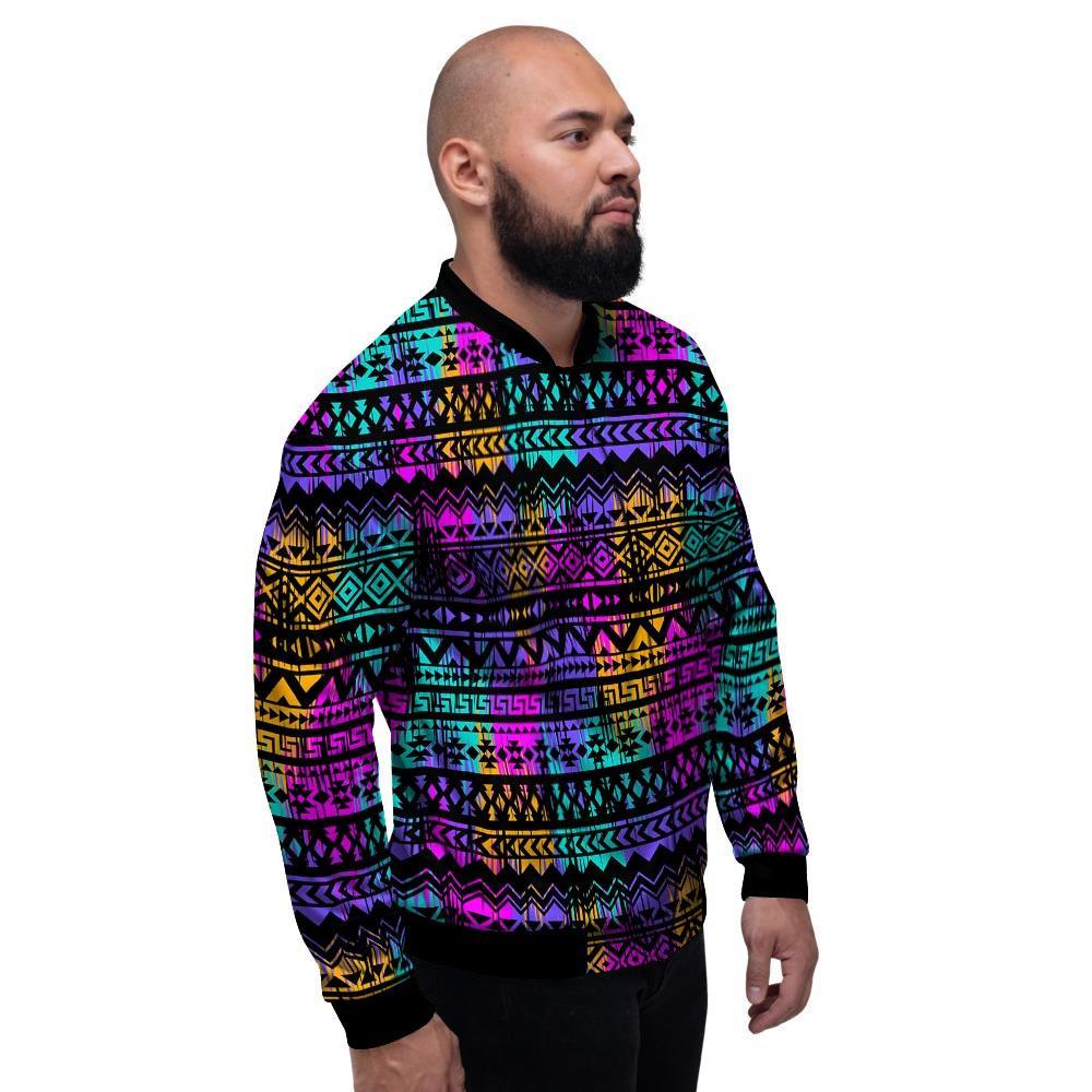 Colorful Native Aztec Geometric Men's Bomber Jacket-grizzshop