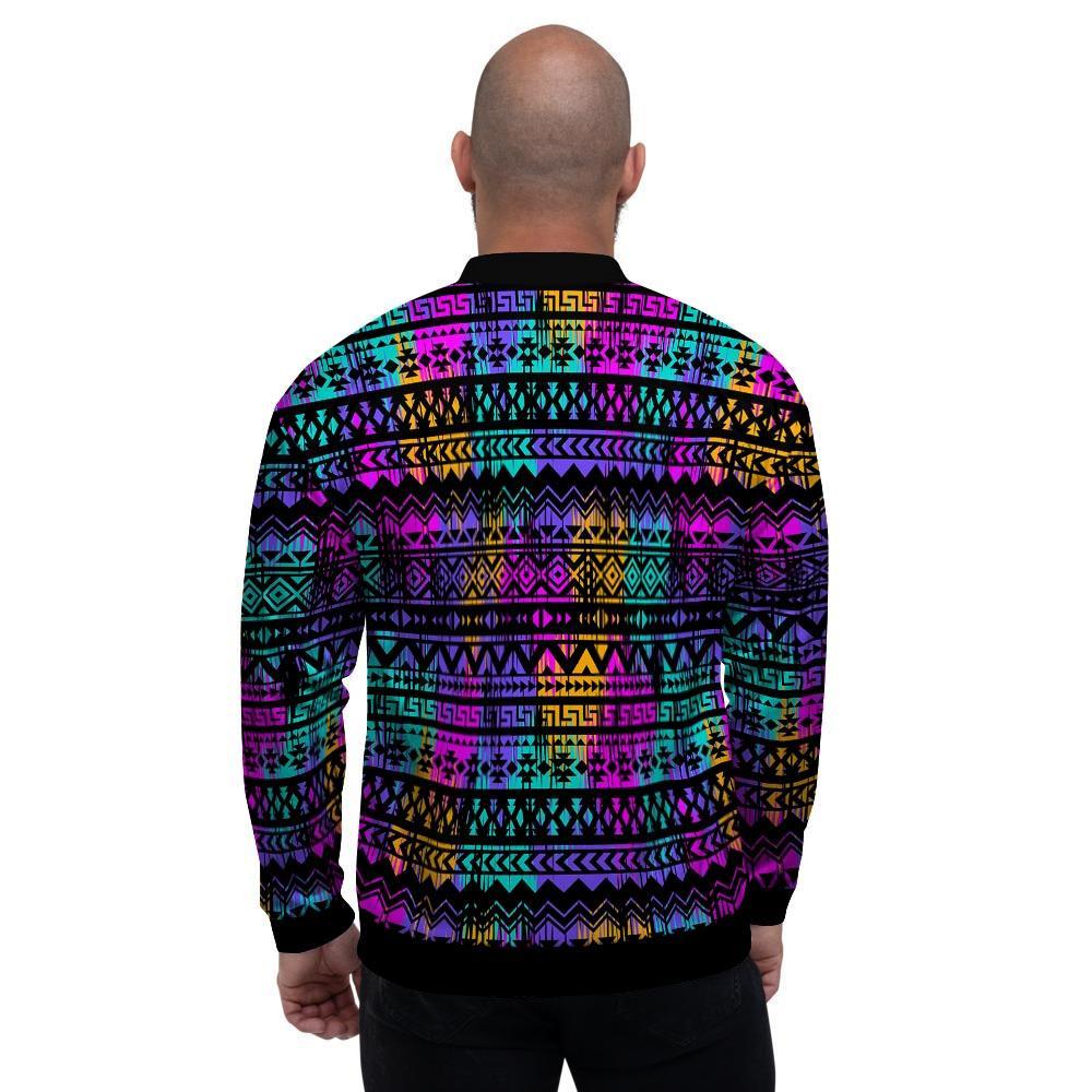 Colorful Native Aztec Geometric Men's Bomber Jacket-grizzshop