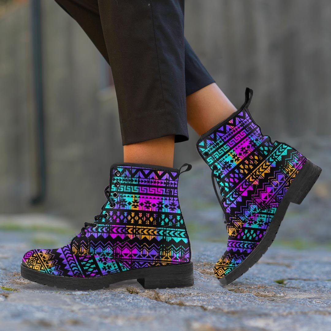 Colorful Native Aztec Geometric Men's Boots-grizzshop