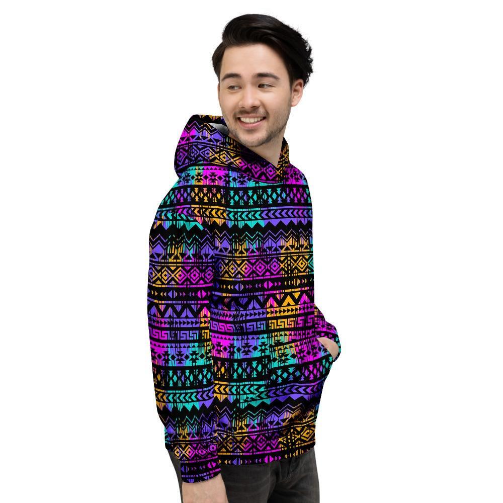 Colorful Native Aztec Geometric Men's Hoodie-grizzshop