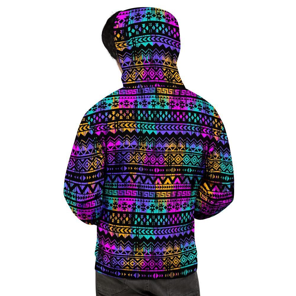Colorful Native Aztec Geometric Men's Hoodie-grizzshop