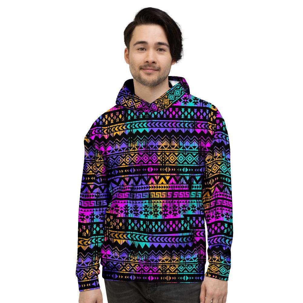Colorful Native Aztec Geometric Men's Hoodie-grizzshop