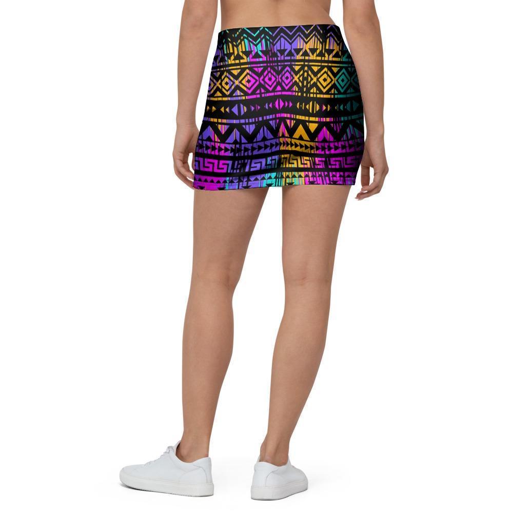 Colorful Native Aztec Geometric Mini Skirt-grizzshop