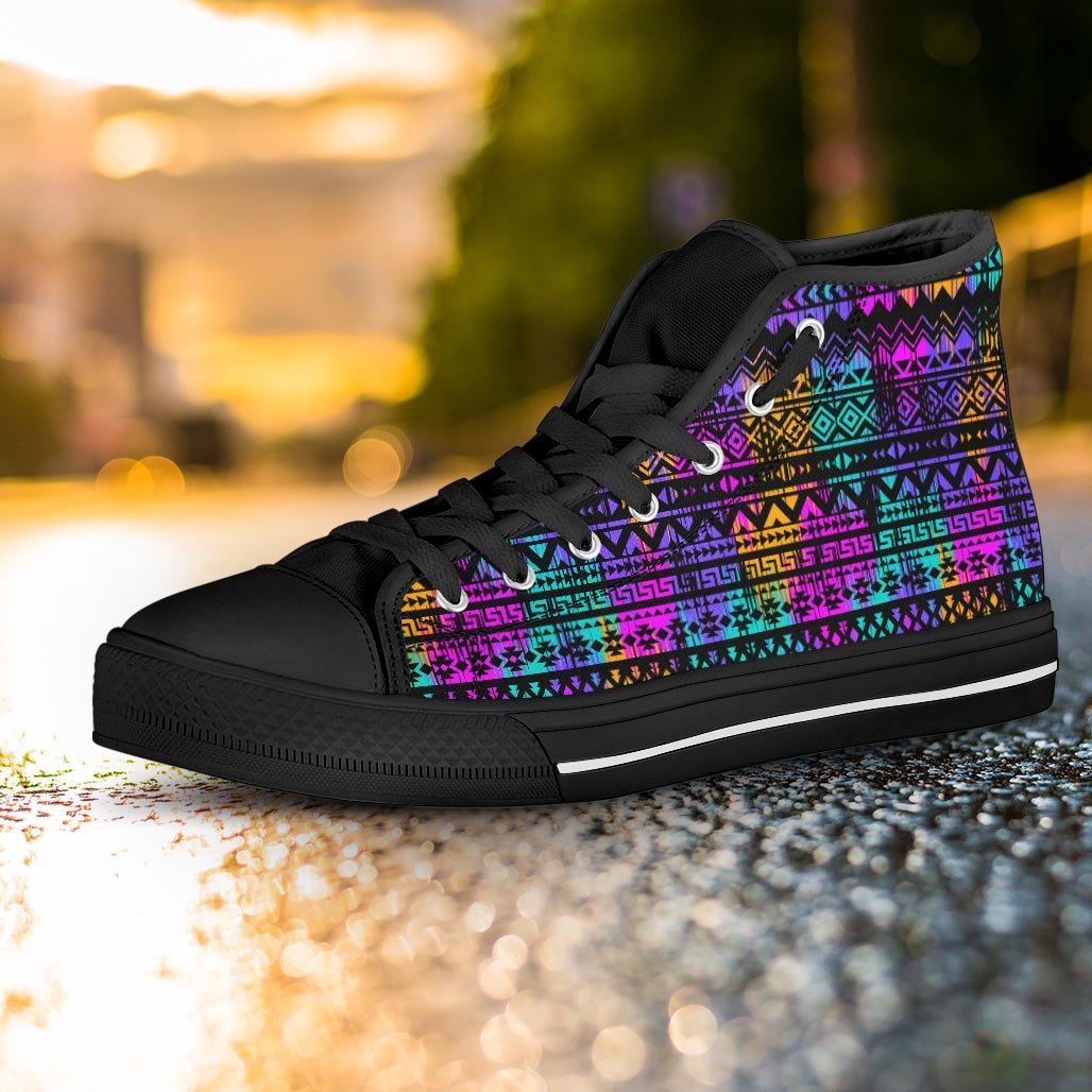 Colorful Native Aztec Geometric Women's High Top Shoes-grizzshop