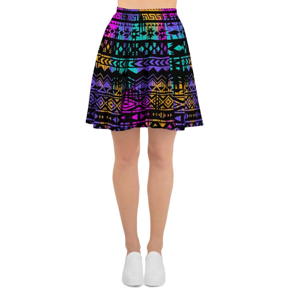 Colorful Native Aztec Geometric Women's Skirt-grizzshop