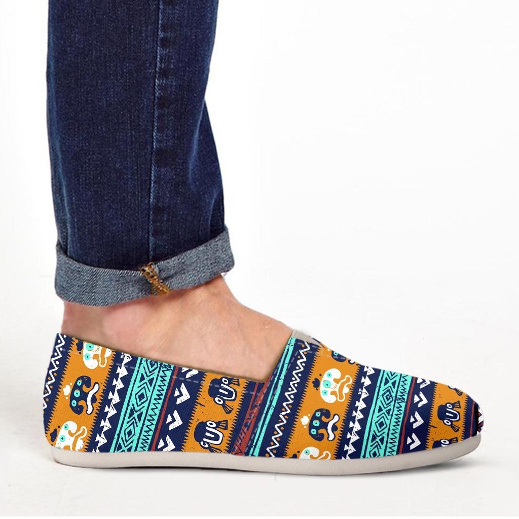 Colorful Neon Ethic Aztec Maya Print Canvas Shoes-grizzshop