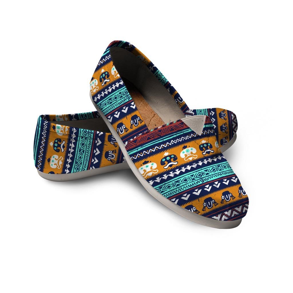 Colorful Neon Ethic Aztec Maya Print Canvas Shoes-grizzshop