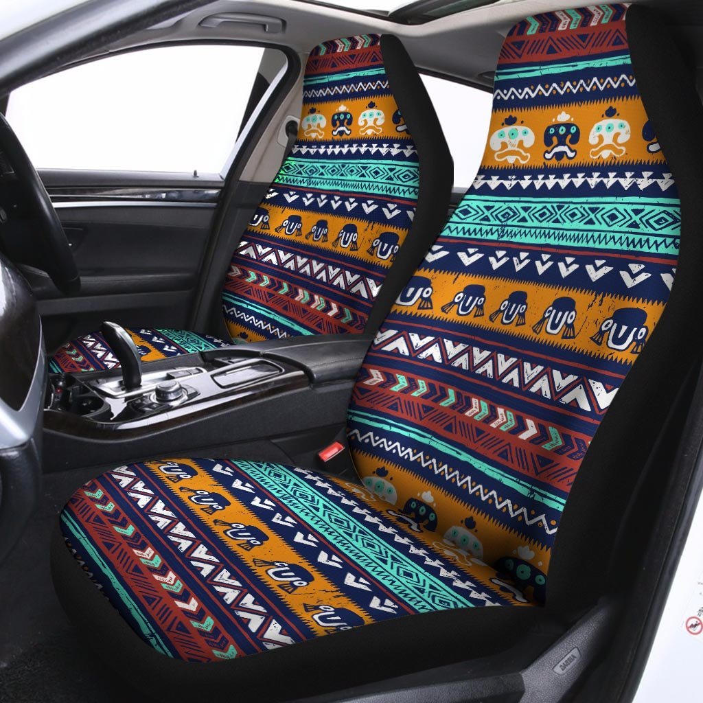 Colorful Neon Ethic Aztec Maya Print Car Seat Covers-grizzshop