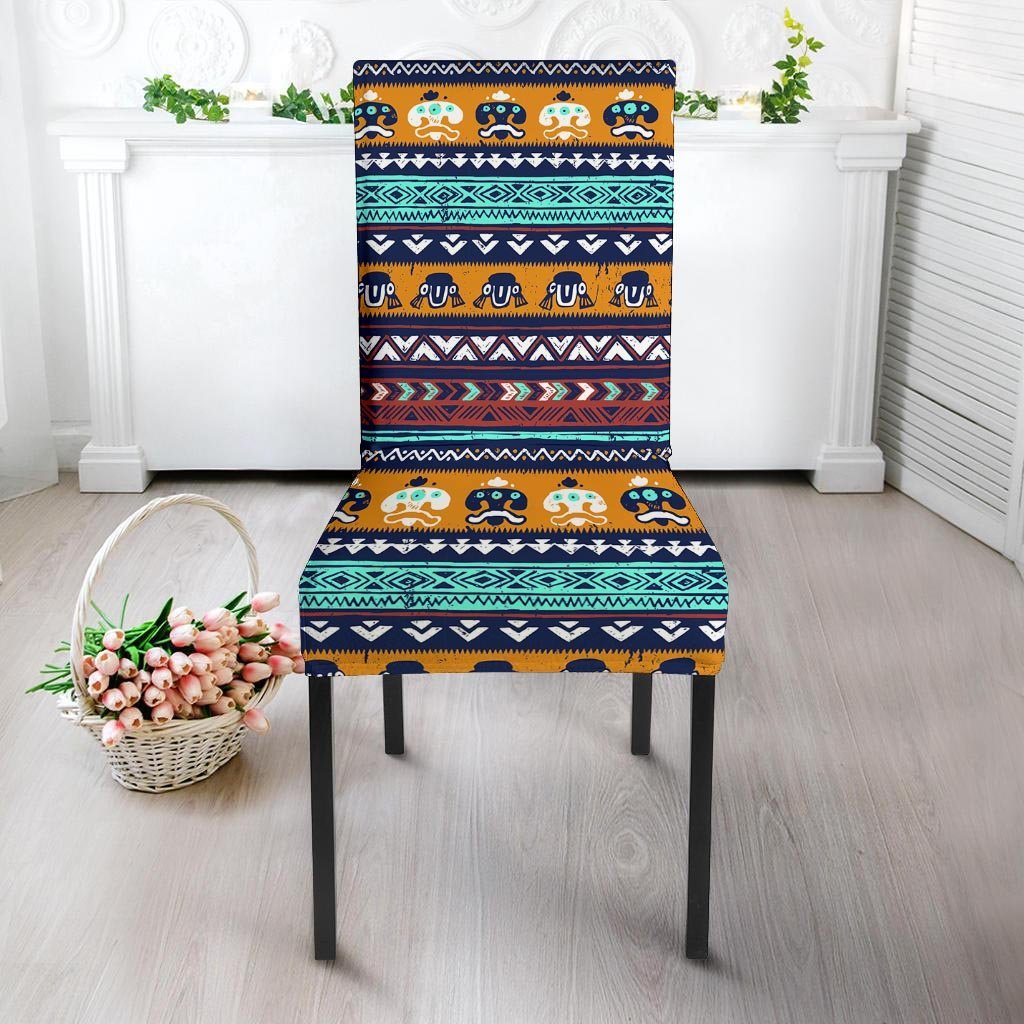Colorful Neon Ethic Aztec Maya Print Chair Cover-grizzshop