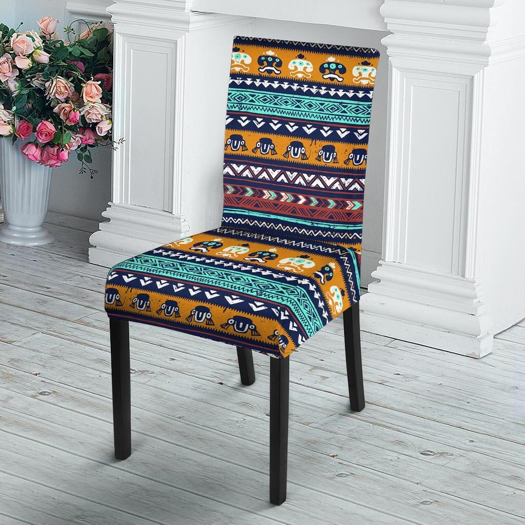 Colorful Neon Ethic Aztec Maya Print Chair Cover-grizzshop