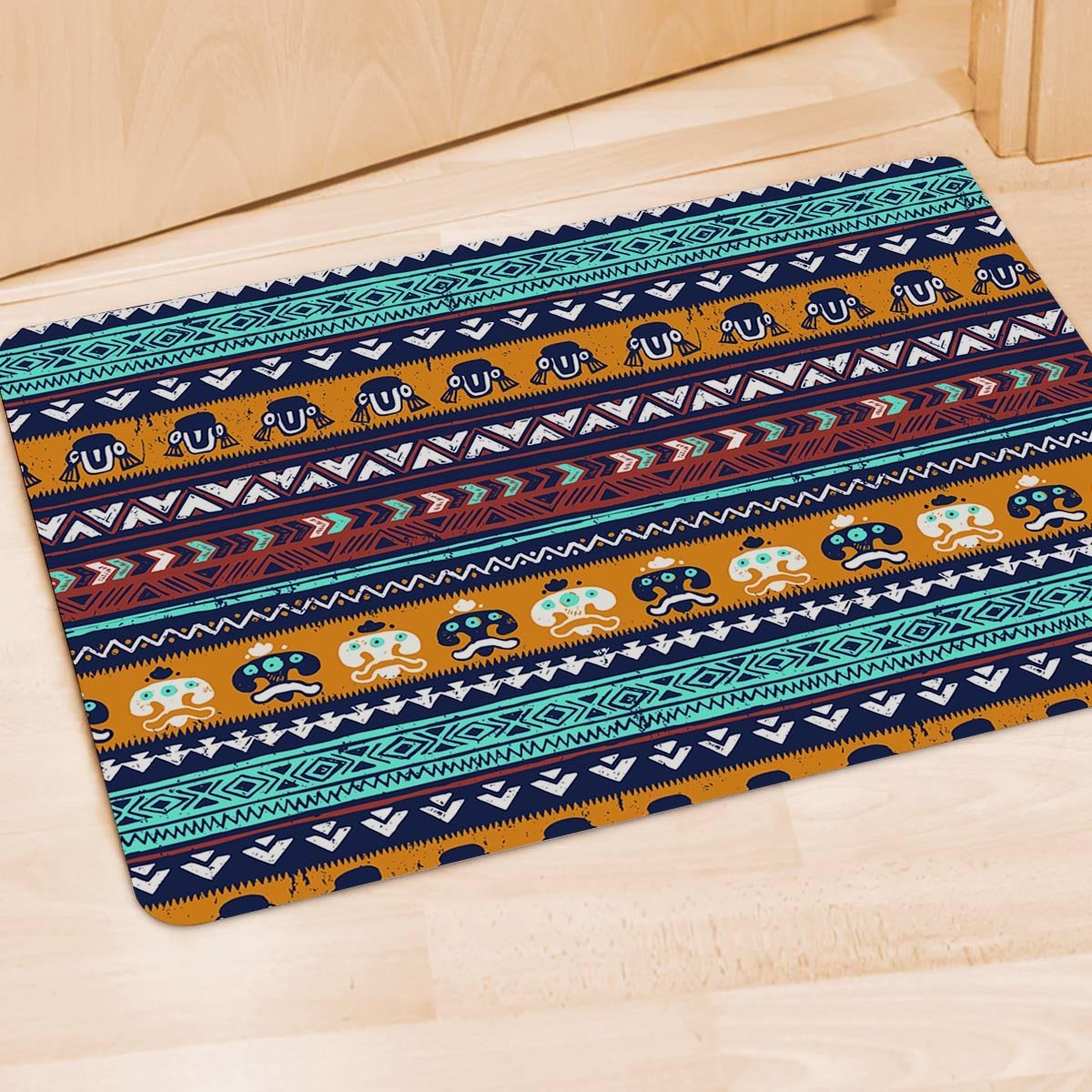Colorful Neon Ethic Aztec Maya Print Door Mat-grizzshop