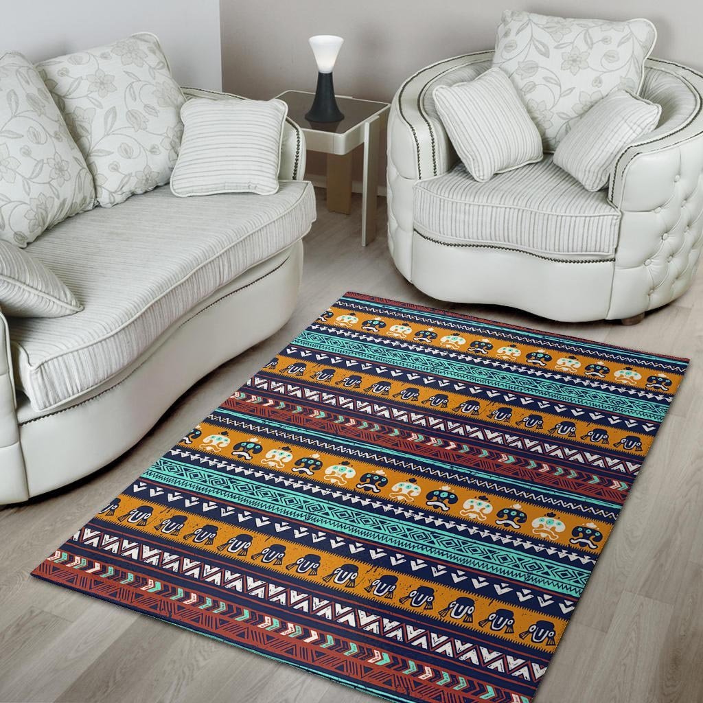 Colorful Neon Ethic Aztec Maya Print Floor Mat-grizzshop