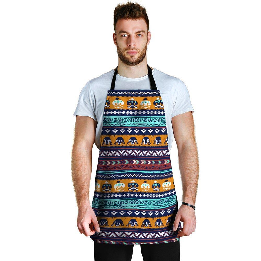 Colorful Neon Ethic Aztec Maya Print Men's Apron-grizzshop