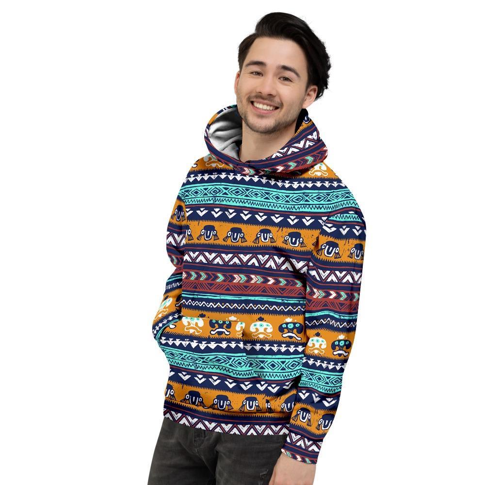 Colorful Neon Ethic Aztec Maya Print Men's Hoodie-grizzshop