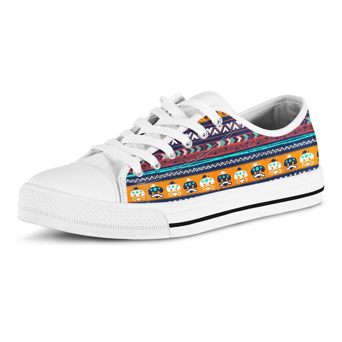 Colorful Neon Ethic Aztec Maya Print Men's Low Top Shoes-grizzshop