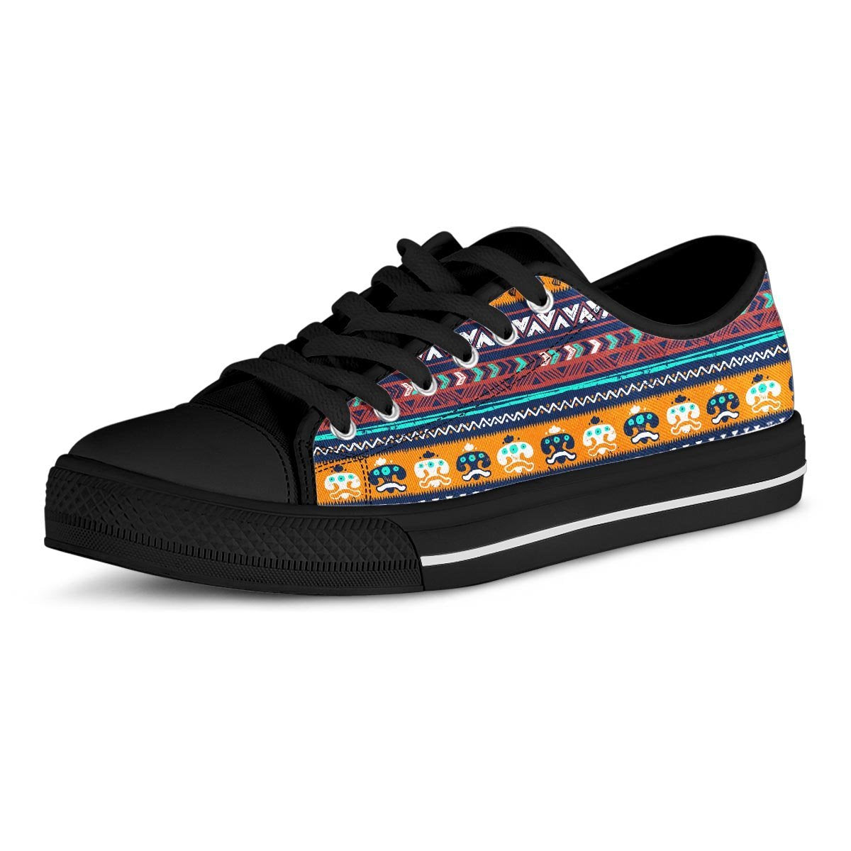 Colorful Neon Ethic Aztec Maya Print Men's Low Top Shoes-grizzshop