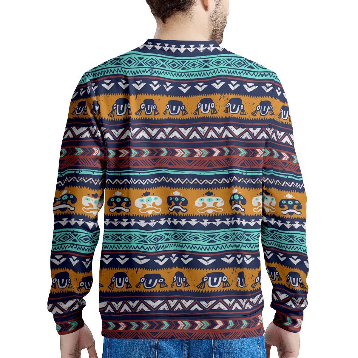 Colorful Neon Ethic Aztec Maya Print Men's Sweatshirt-grizzshop