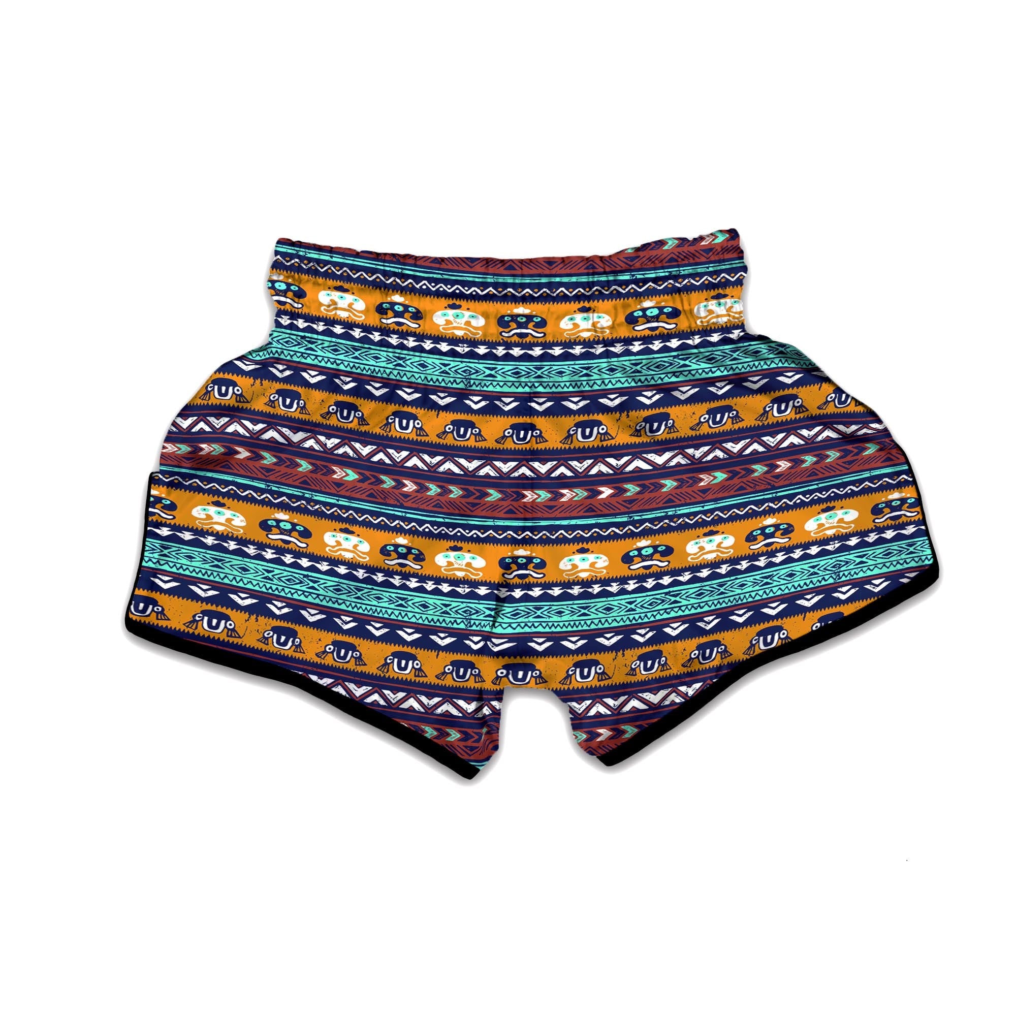 Colorful Neon Ethic Aztec Maya Print Muay Thai Boxing Shorts-grizzshop