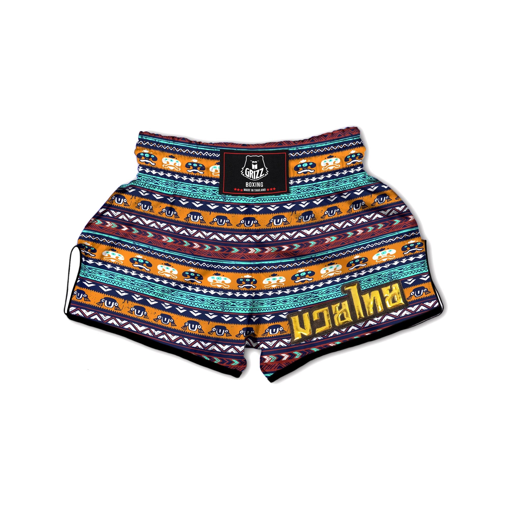 Colorful Neon Ethic Aztec Maya Print Muay Thai Boxing Shorts-grizzshop