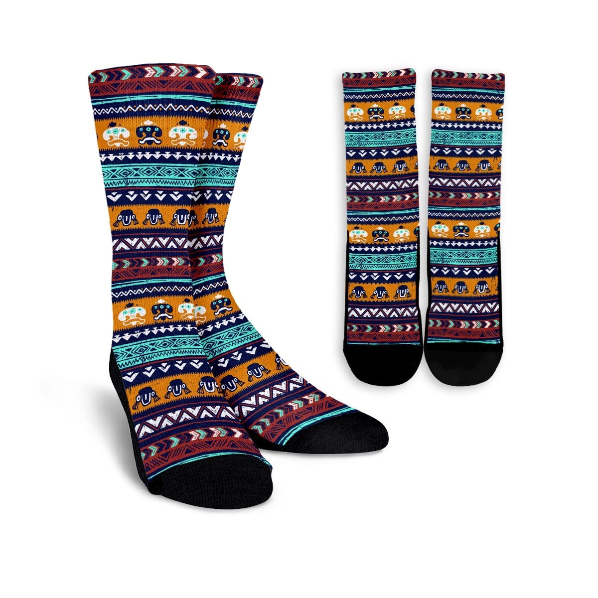 Colorful Neon Ethic Aztec Maya Print Unisex Socks-grizzshop