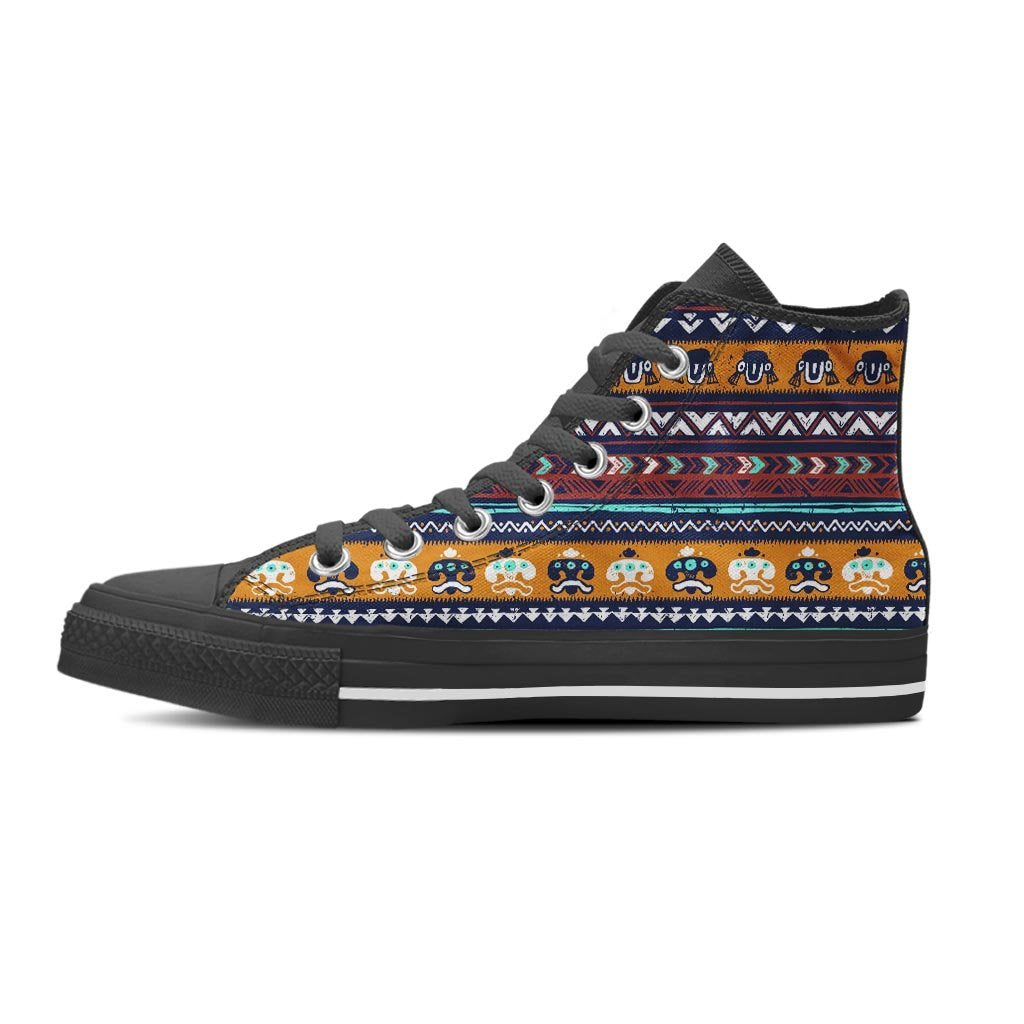 Colorful Neon Ethic Aztec Maya Print Women's High Top Shoes-grizzshop