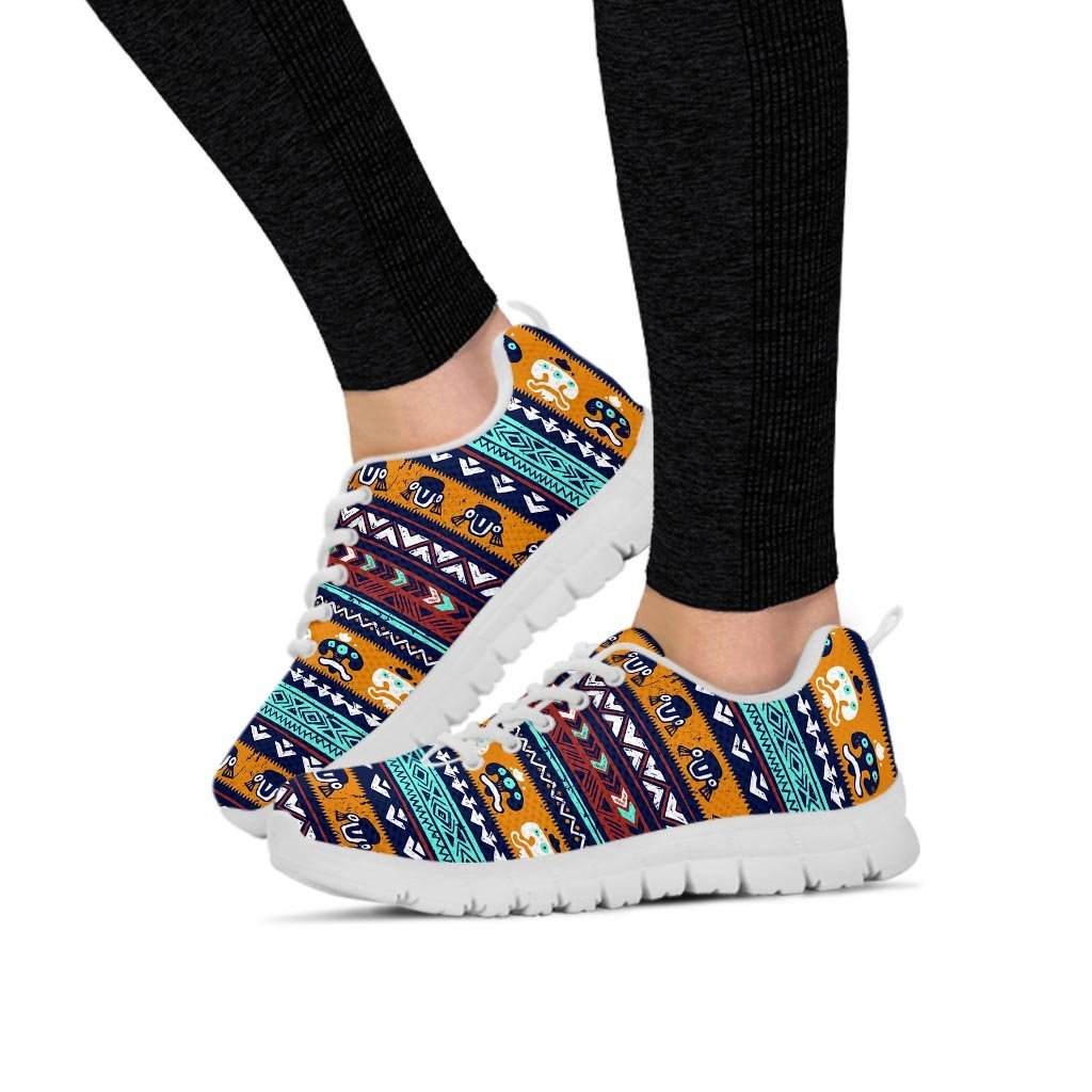 Colorful Neon Ethic Aztec Maya Print Women's Sneakers-grizzshop